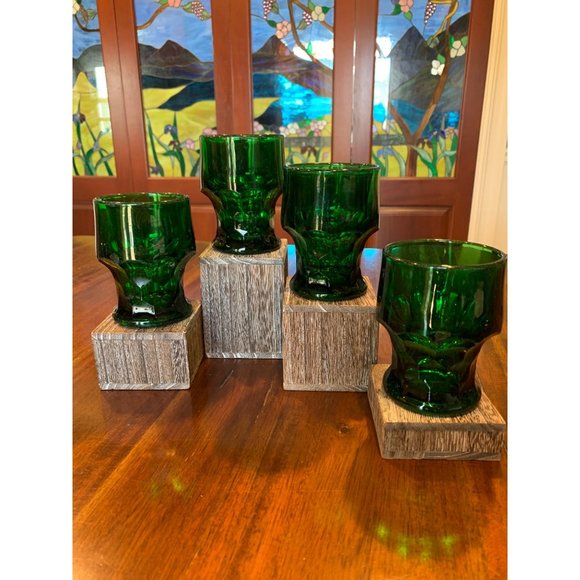 Vintage Viking Georgian Emerald Green Rocks Glasses. - Picture 1 of 10